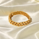 Youthway Wide Band Bracelet Polished Chain Golden Bangle Jewelry Women