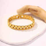 Youthway Wide Band Bracelet Polished Chain Golden Bangle Jewelry Women