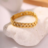 Youthway Wide Band Bracelet Polished Chain Golden Bangle Jewelry Women