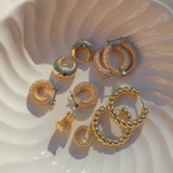 Youthway Metal Texture Geometric Hoop Earrings for Women