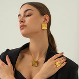 Youthway Unique Geometric Stud Earrings 18K Plated Jewelry