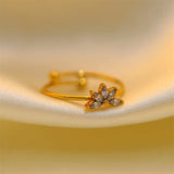 Youthway CZ Adjustable Steel Ring 18K PVD Texture Jewelry