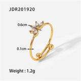 Youthway CZ Adjustable Steel Ring 18K PVD Texture Jewelry