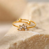 Youthway CZ Adjustable Steel Ring 18K PVD Texture Jewelry