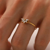 Youthway CZ Adjustable Steel Ring 18K PVD Texture Jewelry