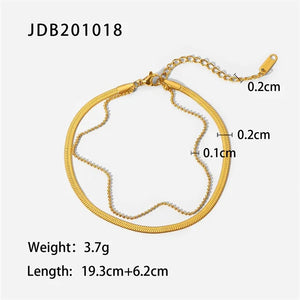 Youthway Layered Anklet for Women Stainless Steel Flat Snake Chain 18K
