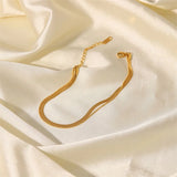 Youthway Layered Anklet for Women Stainless Steel Flat Snake Chain 18K