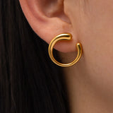 Youthway Waterproof Geometric Gold Hoop Stud Earrings