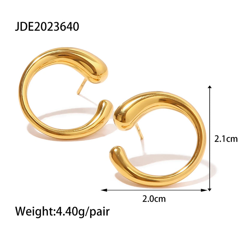 Youthway Waterproof Geometric Gold Hoop Stud Earrings