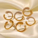 Youthway Waterproof Geometric Gold Hoop Stud Earrings