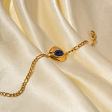Youthway Waterproof Stainless Steel Triangle Lapis Pendant Bracelet