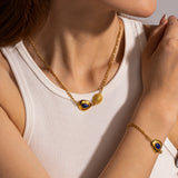 Youthway Waterproof Stainless Steel Triangle Lapis Pendant Bracelet