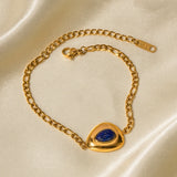 Youthway Waterproof Stainless Steel Triangle Lapis Pendant Bracelet