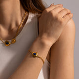 Youthway Waterproof Stainless Steel Triangle Lapis Pendant Bracelet
