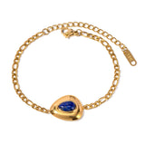 Youthway Waterproof Stainless Steel Triangle Lapis Pendant Bracelet