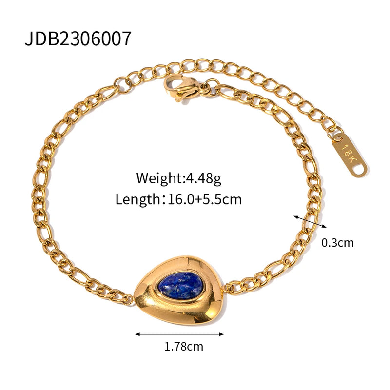 Youthway Waterproof Stainless Steel Triangle Lapis Pendant Bracelet