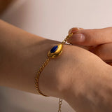 Youthway Waterproof Stainless Steel Triangle Lapis Pendant Bracelet
