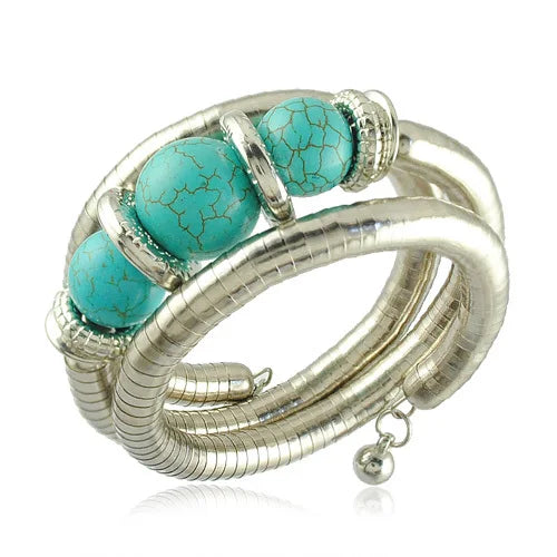 Yumfeel African Beads Bracelet Vintage Silver Jewelry