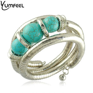 Yumfeel African Beads Bracelet Vintage Silver Jewelry