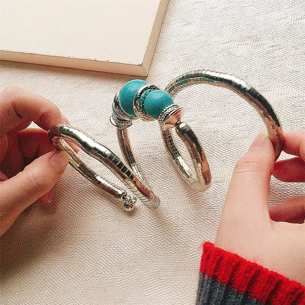 Yumfeel African Beads Bracelet Vintage Silver Jewelry