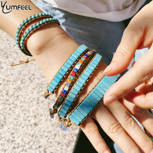 Yumfeel Bohemian Wrap Bracelet Leather Chakra Jewelry