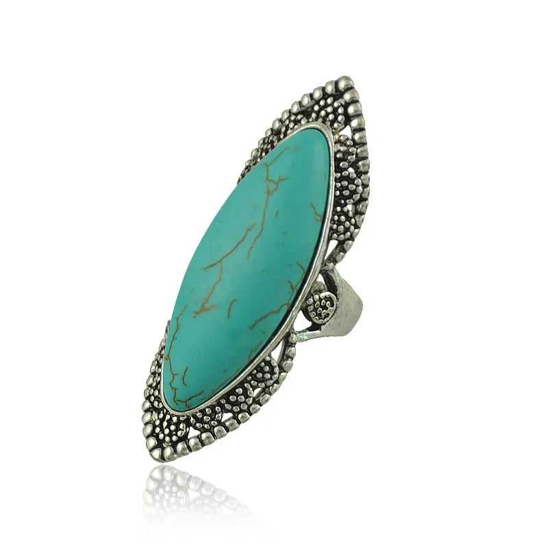 Tibetan Silver Turquoise Ring Vintage Women 3 Model Finger Jewelry