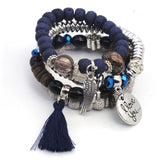 Yumfeel Bohemia Vintage Feather Tassel Bracelet Set
