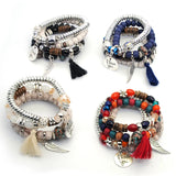 Yumfeel Bohemia Vintage Feather Tassel Bracelet Set