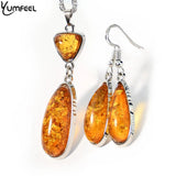 Yumfeel Amber Pendant Necklace & Earrings