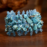Bohemian Stone Bracelet Aventurine Amethyst Rose Quartz Wide Band
