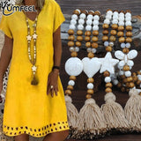Yumfeel Bohemian Necklace Stones Tassels Long Women Jewelry