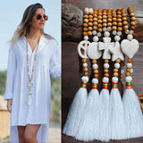 Yumfeel Bohemian Necklace Stones Tassels Long Women Jewelry