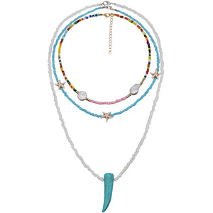Yumfeel Women Seed Beads Charm Necklace Beaded Choker Jewelry