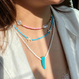 Yumfeel Women Seed Beads Charm Necklace Beaded Choker Jewelry