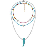 Yumfeel Women Seed Beads Charm Necklace Beaded Choker Jewelry