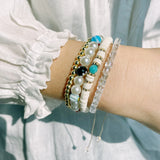 Yumfeel Boho Glass Beads Pearl Crystal Bracelet Set