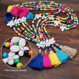 Bohemian Tassel Long Necklace Colorful Beads Stone Butterfly Pendant