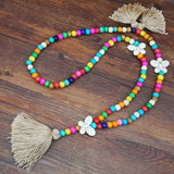 Bohemian Tassel Long Necklace Colorful Beads Stone Butterfly Pendant