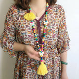 Bohemian Tassel Long Necklace Colorful Beads Stone Butterfly Pendant
