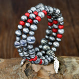 Vintage Navajo Pearl Red Turquoise Bracelet Western Style Heart Charm