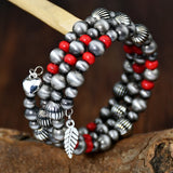 Vintage Navajo Pearl Red Turquoise Bracelet Western Style Heart Charm