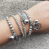 Vintage Silver Plated Heart Bracelet Double Layer Beaded Women Jewelry