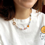 Yumfeel Women Pearl Necklaces Baroque Pearls Colorful Flower Glass Beaded Choker
