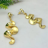 Yuminglai High Earrings Women 18K Italian Plated Big Earrings