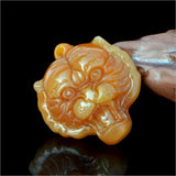 Hand Carved Jade Tiger Pendant Necklace Sweater Chain