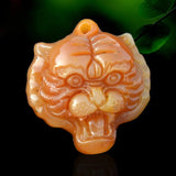 Hand Carved Jade Tiger Pendant Necklace Sweater Chain