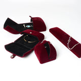 Brown Ring Box Velet Secret Button Jewelry Storage