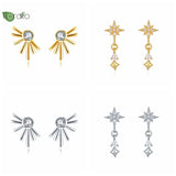 Yuxintome 925 Silver Star Pendant Stud Earrings Wedding Jewelry