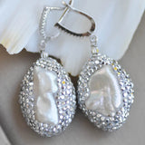 Biwa Baroque CZ Dangle Earrings with Babysbreath