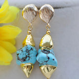 Baroque Turquoise Gold-Plated Dangle Earrings